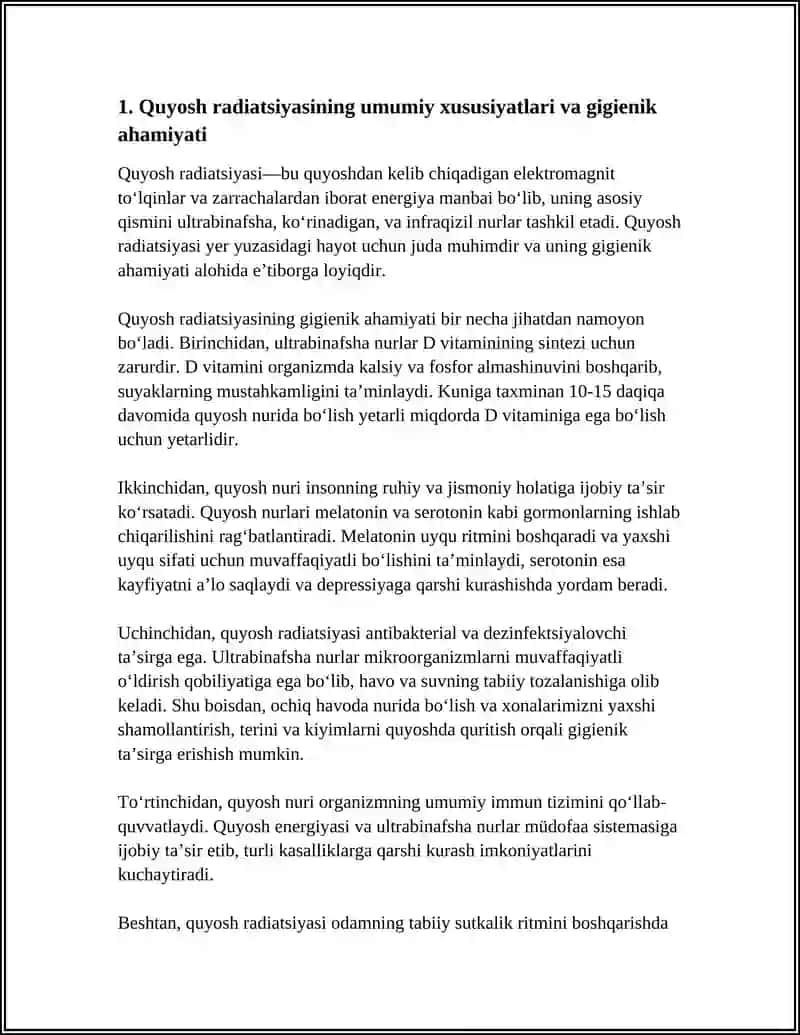 QUYOSH RADIATSIYASINING GIGENIK AHAMIYATI 3