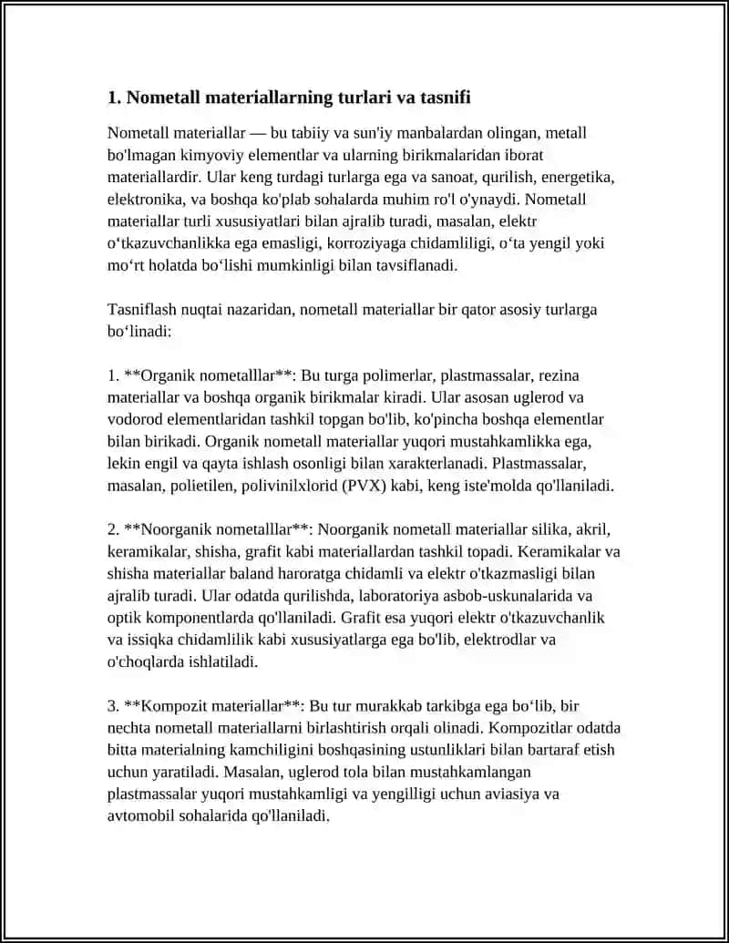NOMETALL MATERIALLAR 3