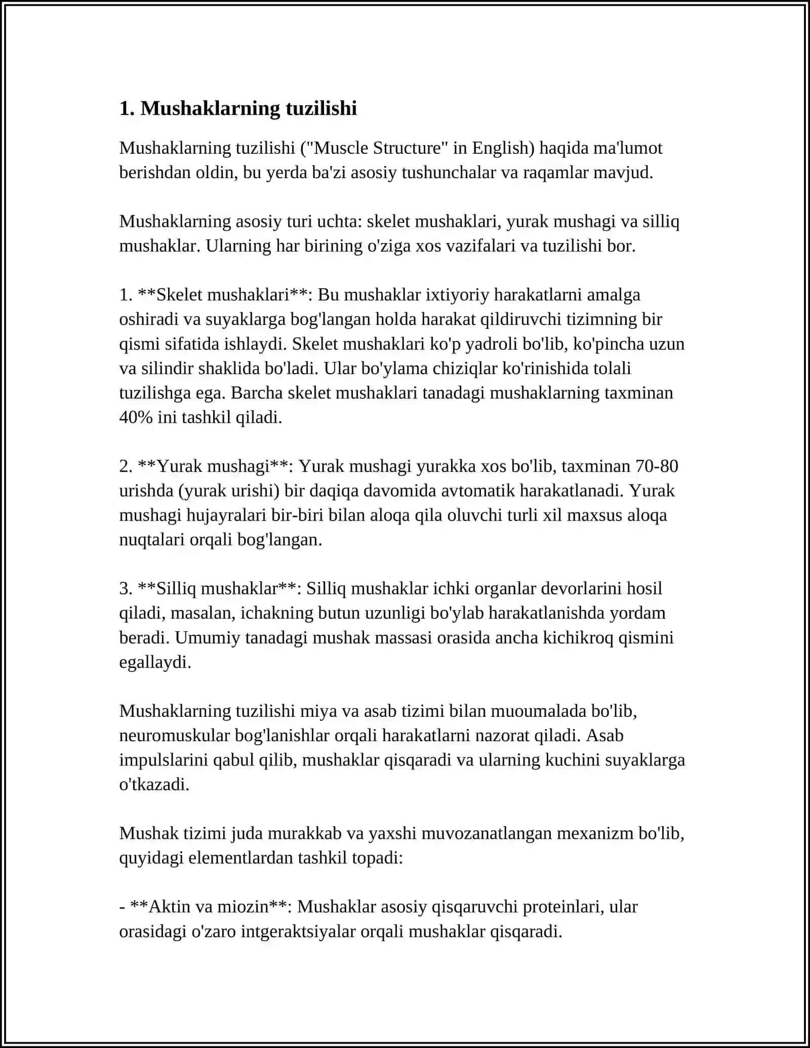 Mushaklarning tuzilishi 3