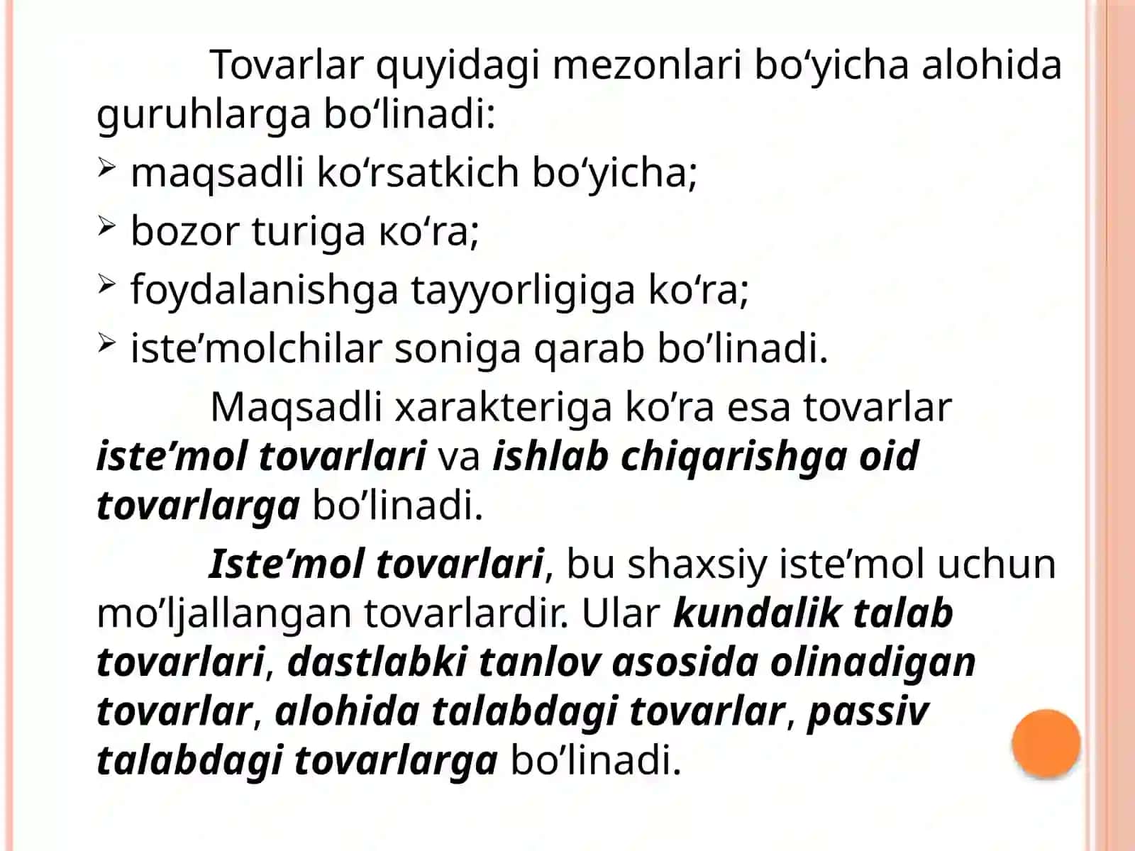 TOVAR VA TOVARSIYOSATI 3