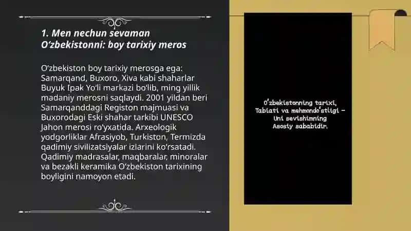 Men nechun sevaman Oʻzbekistonni: boy tarixiy meros 3