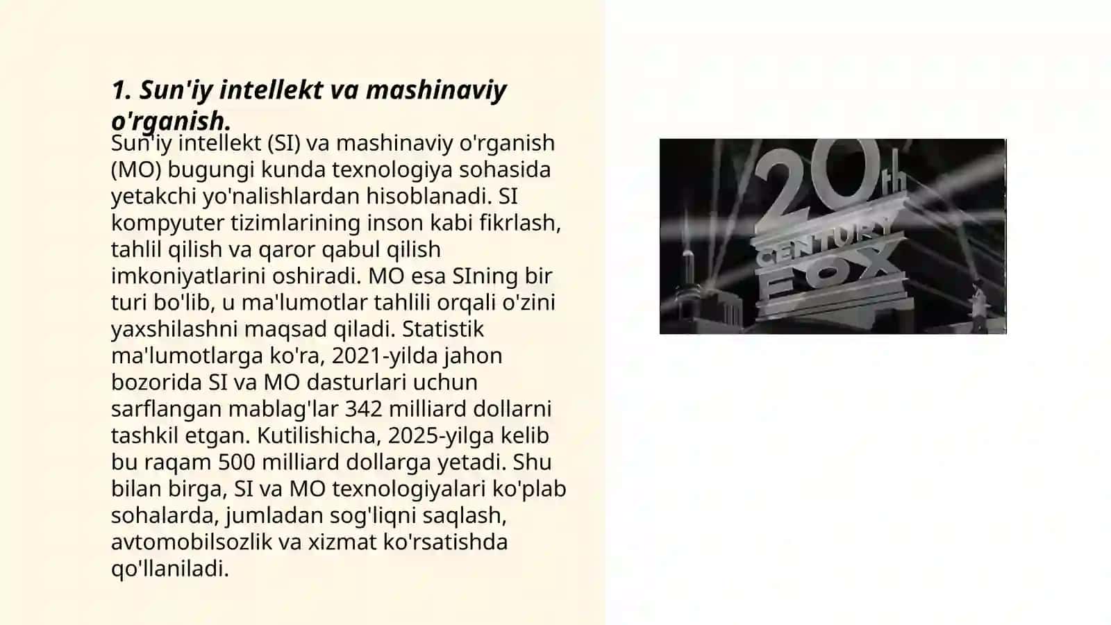 Sun'iy intellekt va mashinaviy o'rganish 3