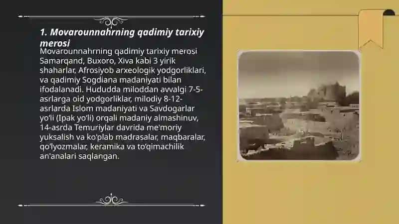 Movarounnahrning qadimiy tarixiy merosi 3