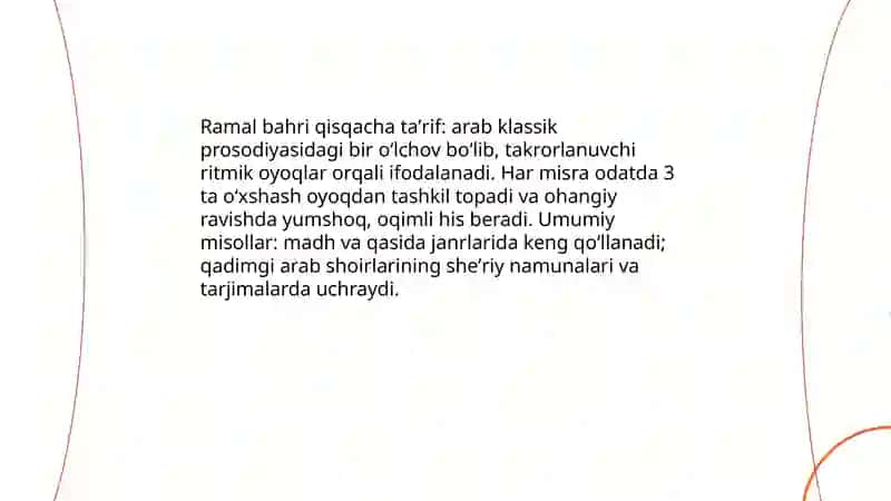 Ramal bahri misollari 3