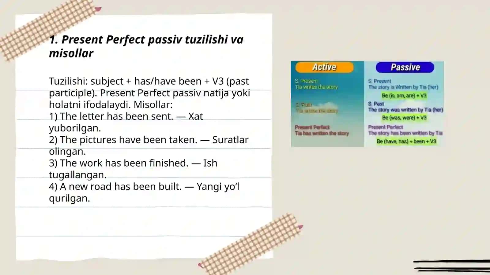 Passive Voice(Present perfect va Past simple) 3