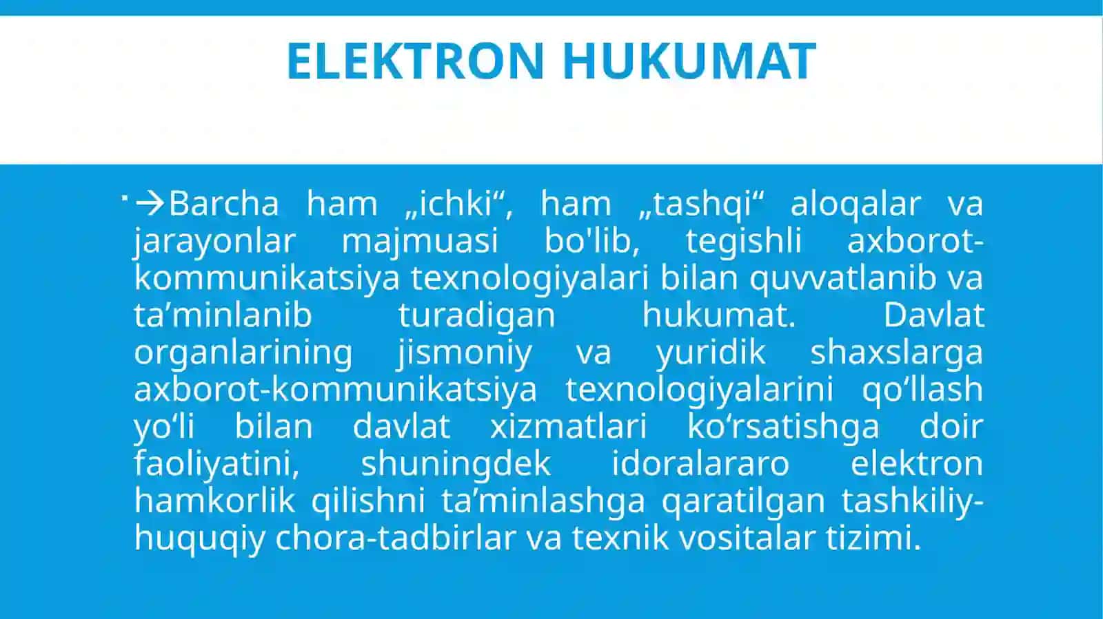 Elektron hukumatning elementlari va amaldagi loyihalari 3