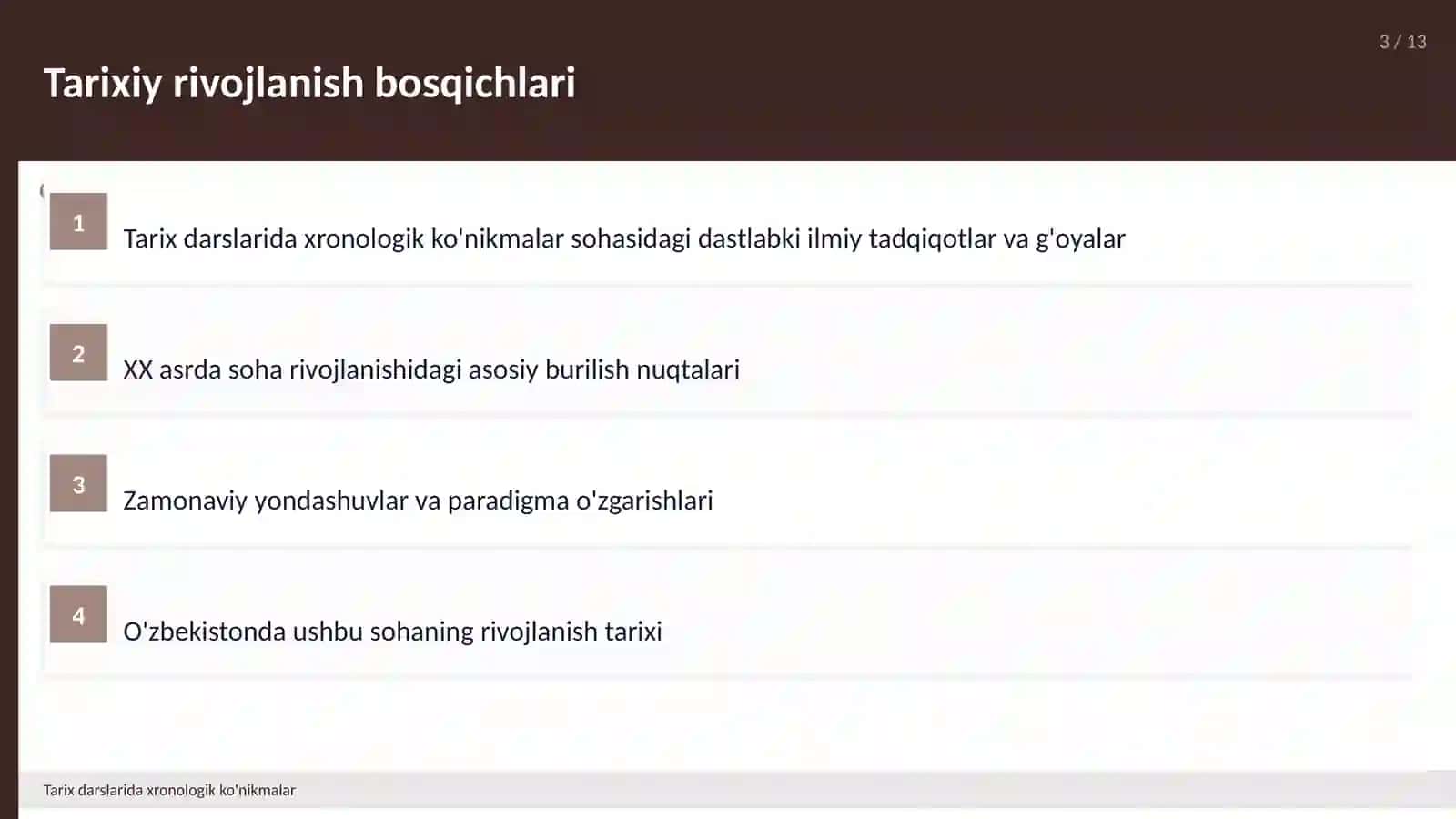 Tarix darslarida xronologik ko'nikmalar 3