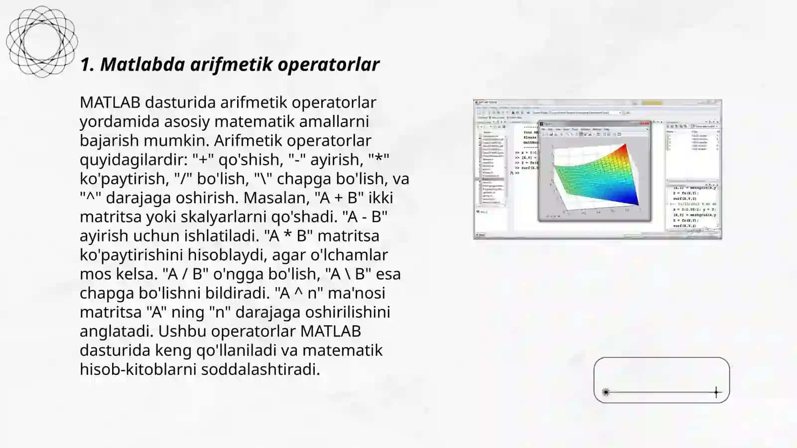 Matlabda operatorlar va funksiyalar 3