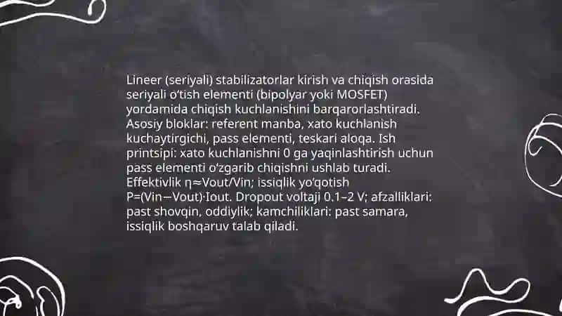 Lineer (seriyali) stabilizatorlar va ularning ishlash printsipi 3