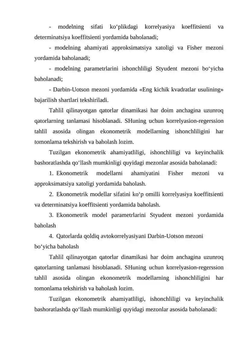 Ekonometrik tahlilda model sifatini baholash mezonlar 3