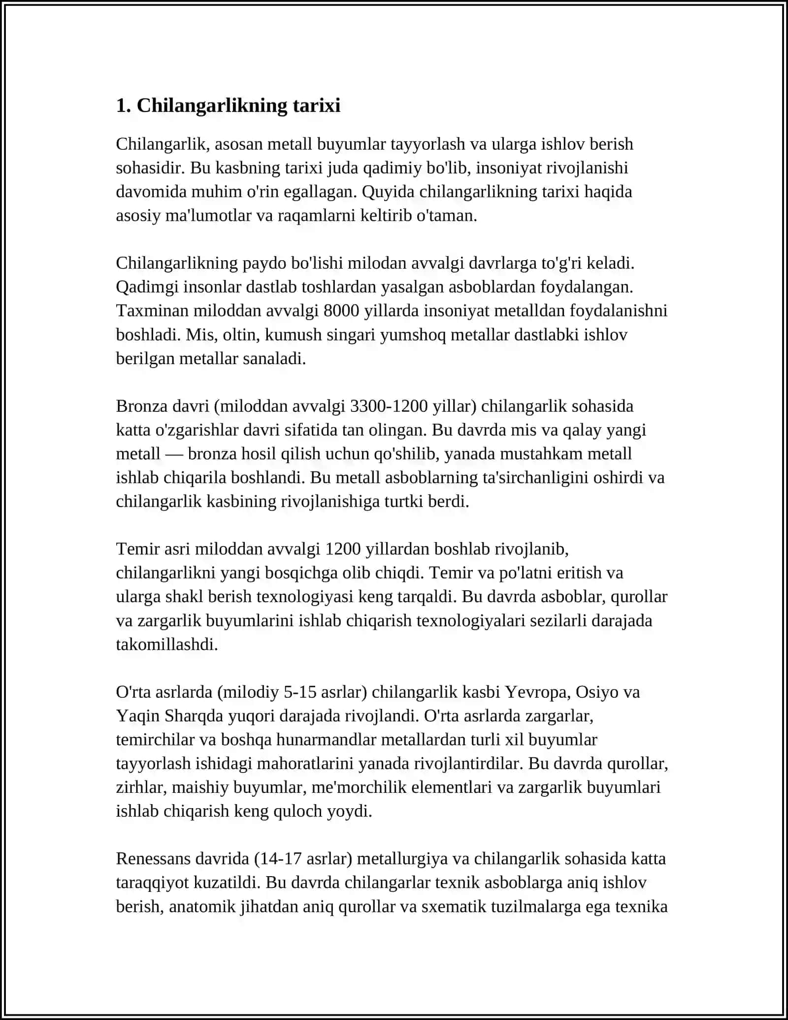 Chilangarlikning tarixi 3