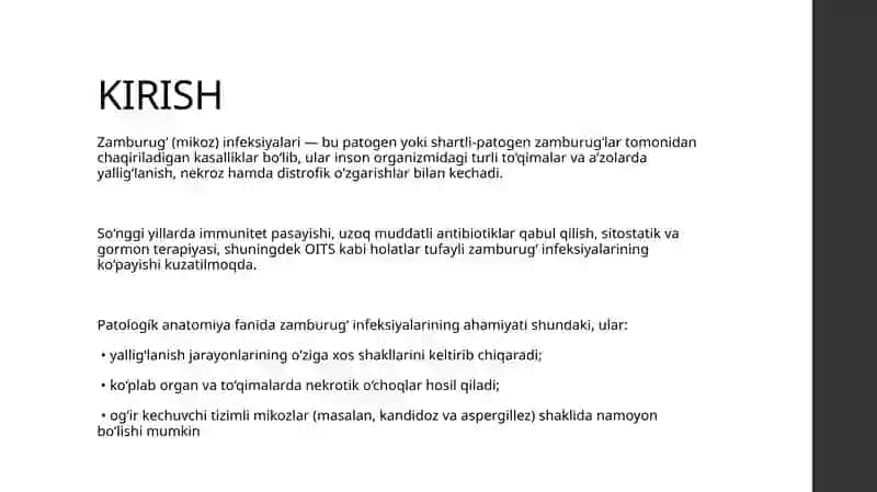 Zamburug‘ infeksiyalari (Kandidoz va Aspergillex) 3
