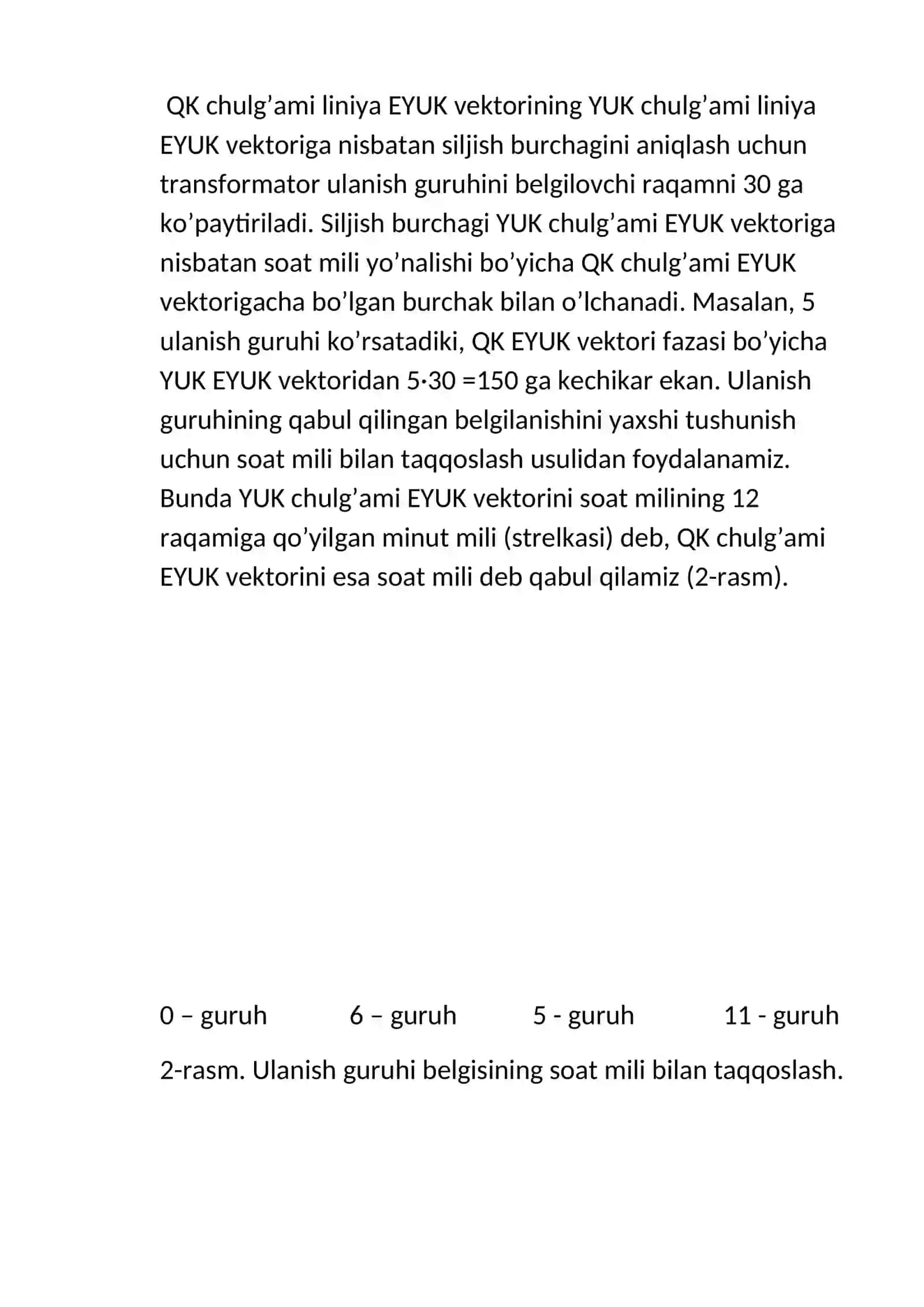 Transformator chulg’amlari ulanish sxemalari va guruhlari 3