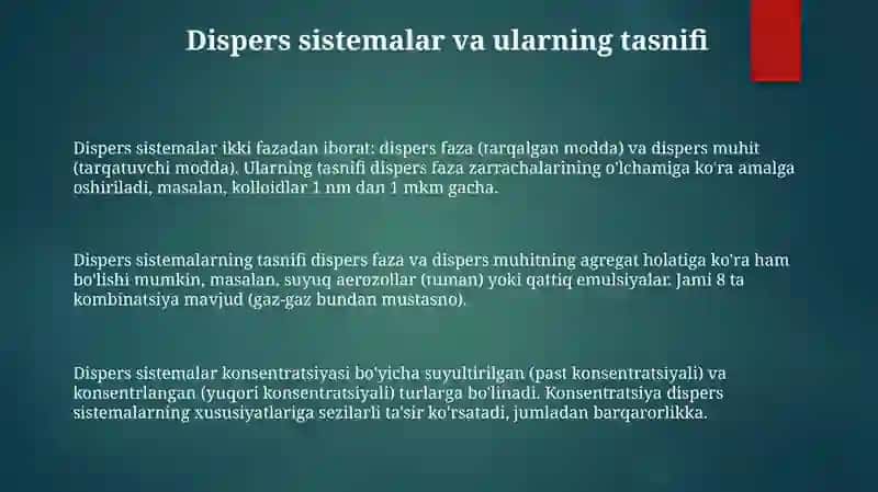 Dispers sistemalar va kolloidlar asoslari 3