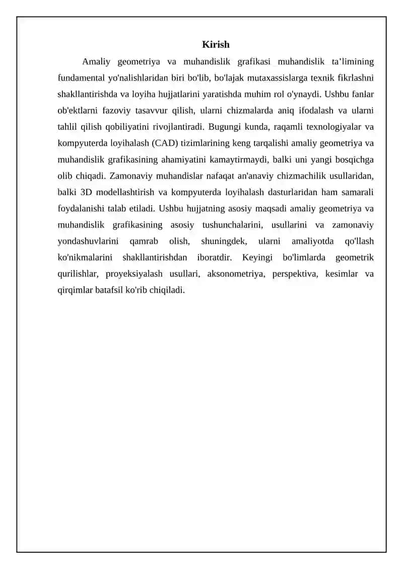 Amaliy geometriya va muhandislik grafikasi 3