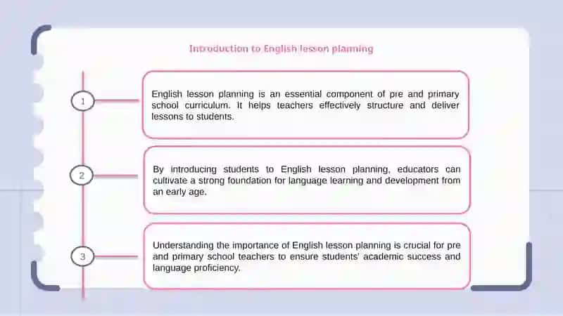 English lesson planning in pre and primary school 3