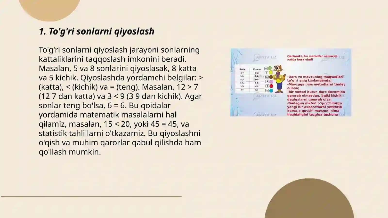 To'g'ri sonlarni qiyoslash 3