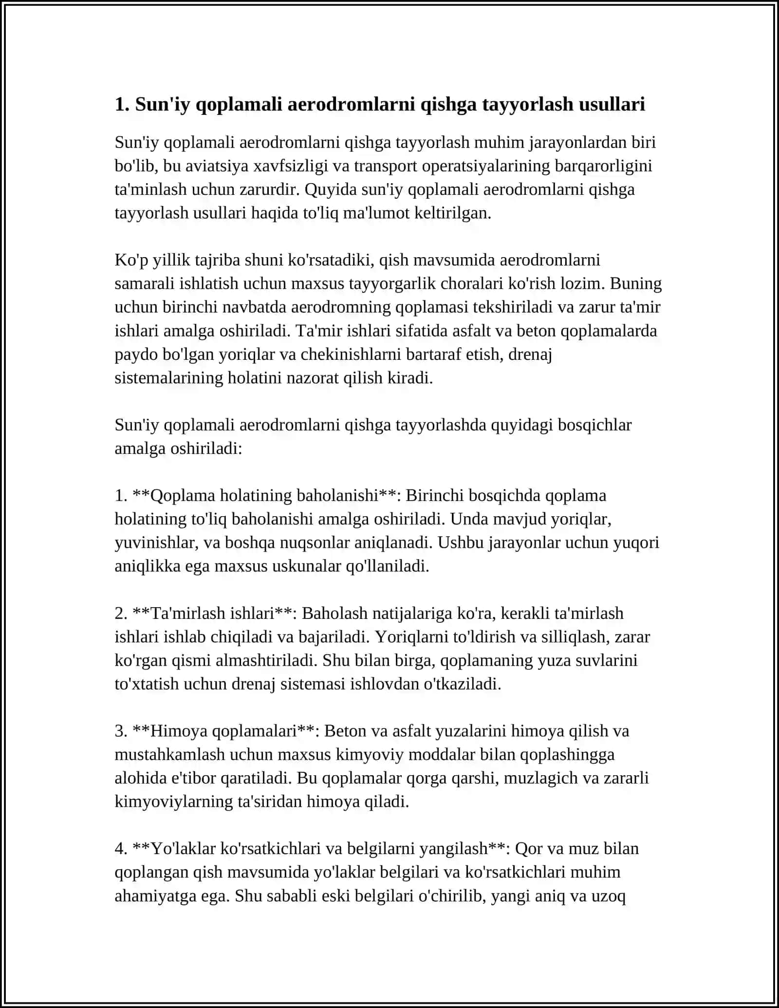SUN'IY QOPLAMALI AERADROMLARNI QISHDA SAQLASH 3
