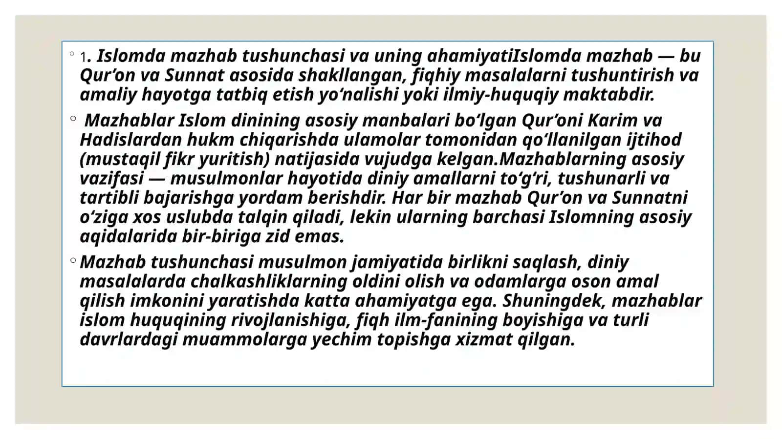 Islomdamazhablarning paydo bo'lishi 3