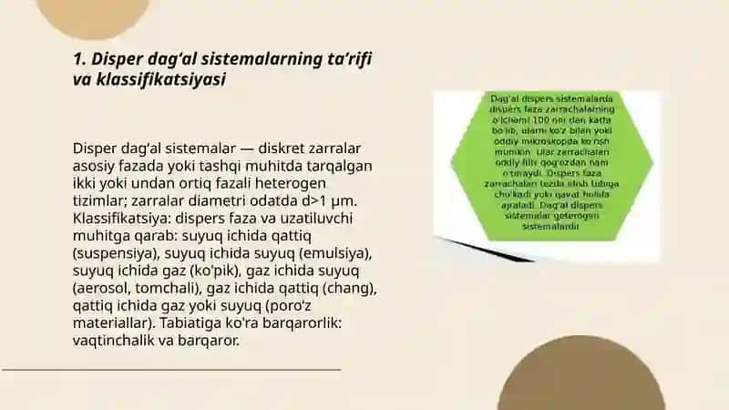 Disper dagʻal sistemalar va ularning xossalari 3