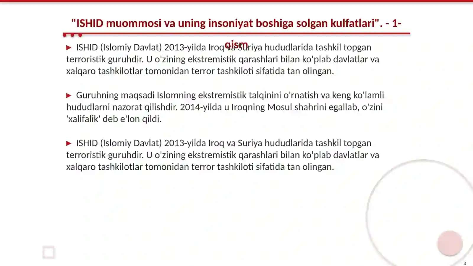 ISHID muommosi va uning insoniyat boshiga solgan kulfatlari 3