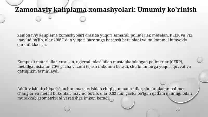 Zamonaviy qolib oluvchi xom ashyolar 3