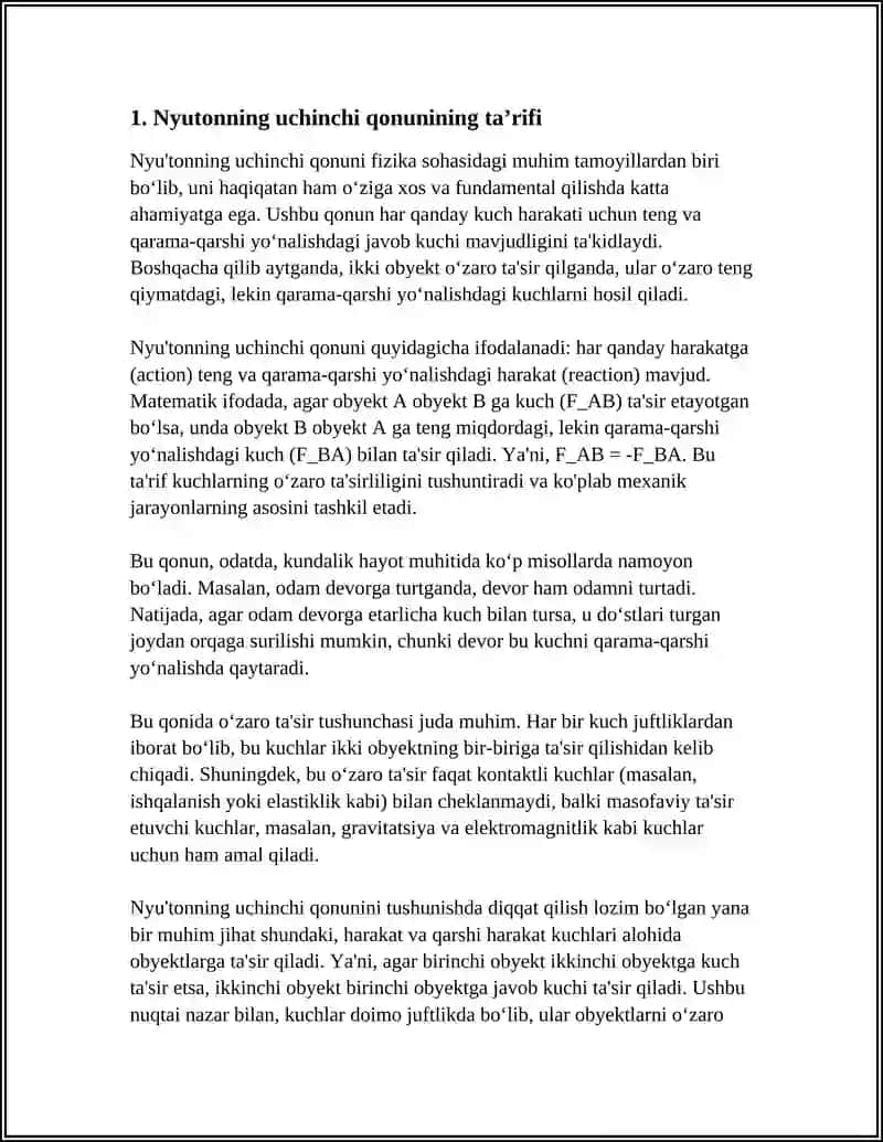 NYUTONNING UCHINCHI QONUNI 3