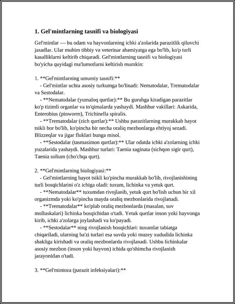 GEL'MINTOZLAR ODAM PARAZITLARI 3
