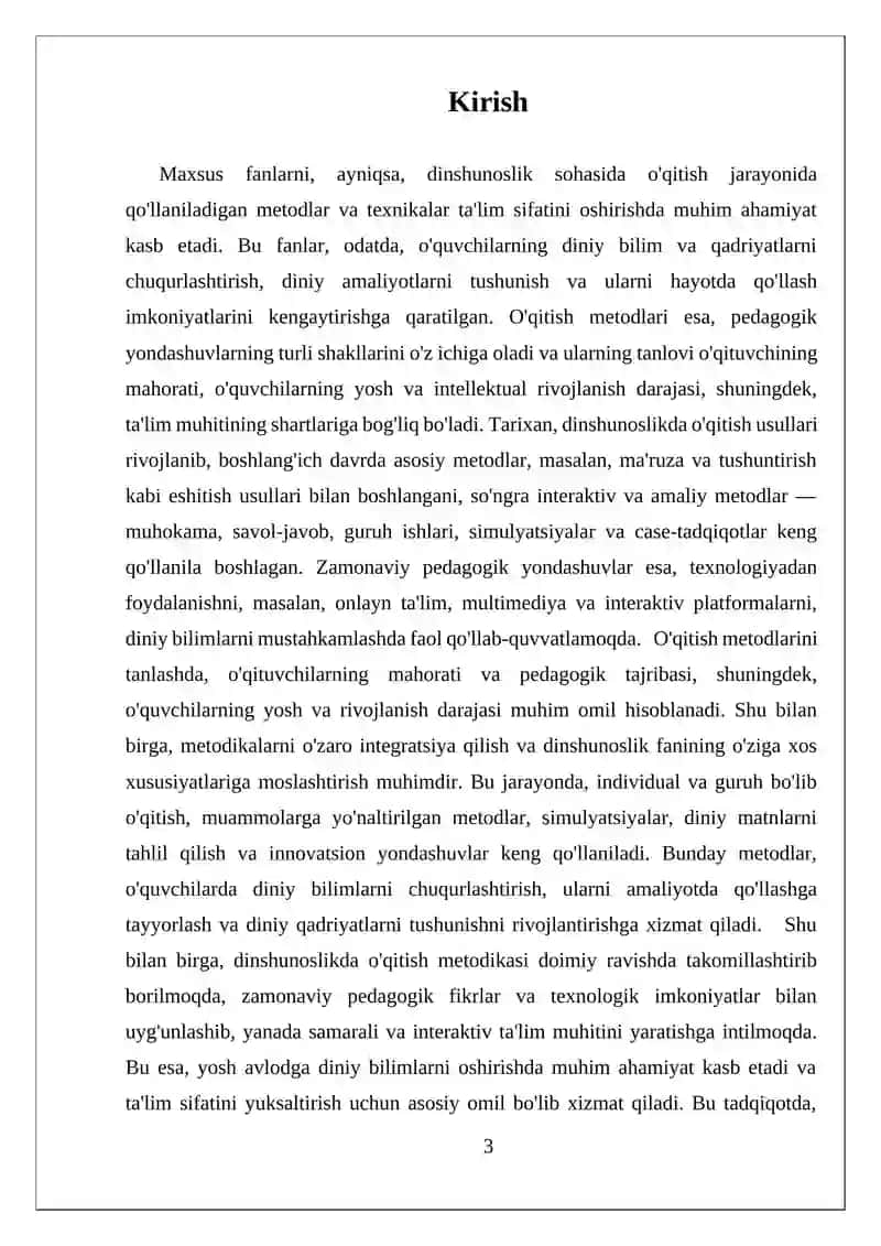 Maxsus fanlarni o'qitish metodikasi(Dinshunoslik) 3