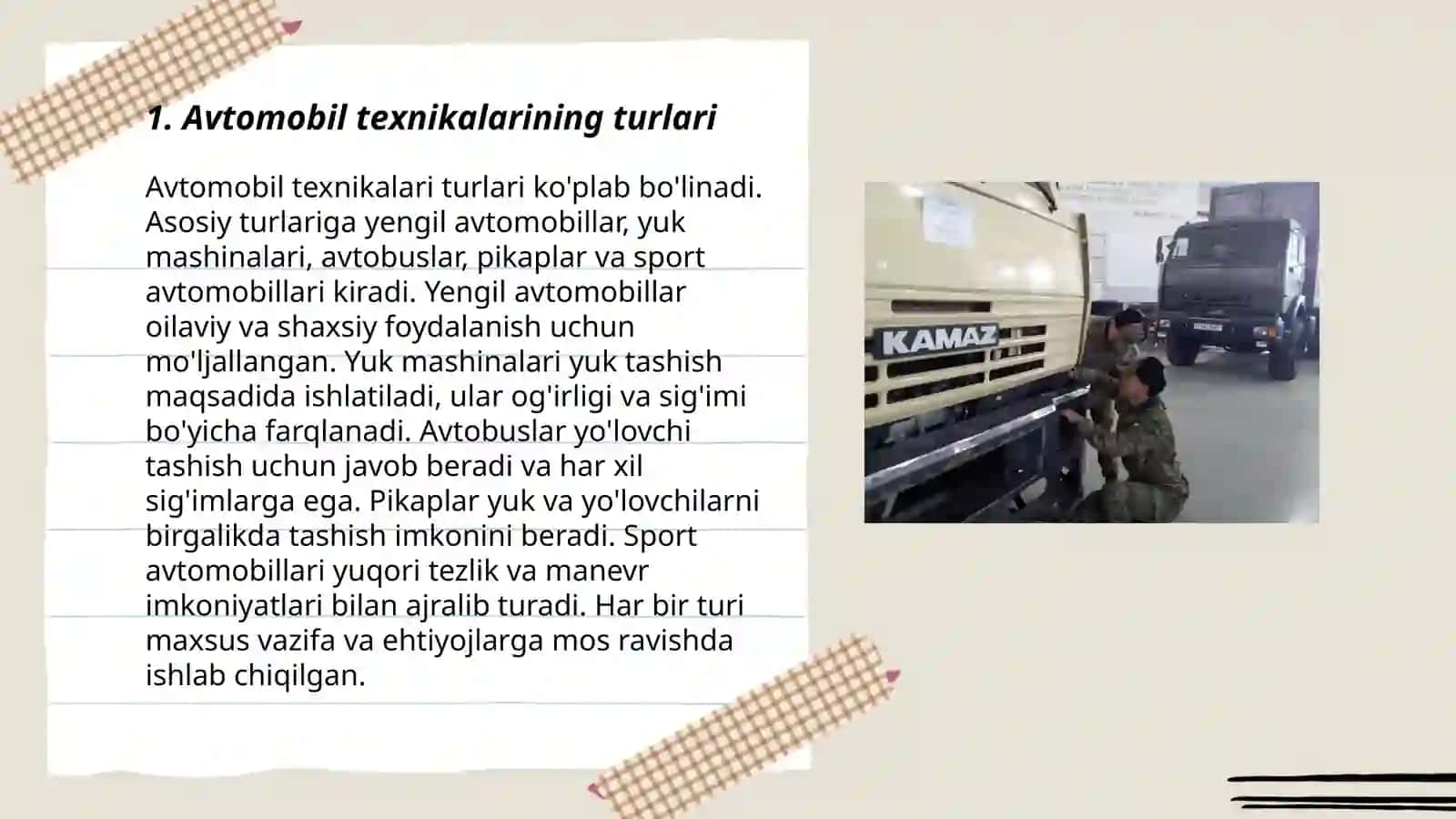 Avtomobil texnikalarining turlari 3