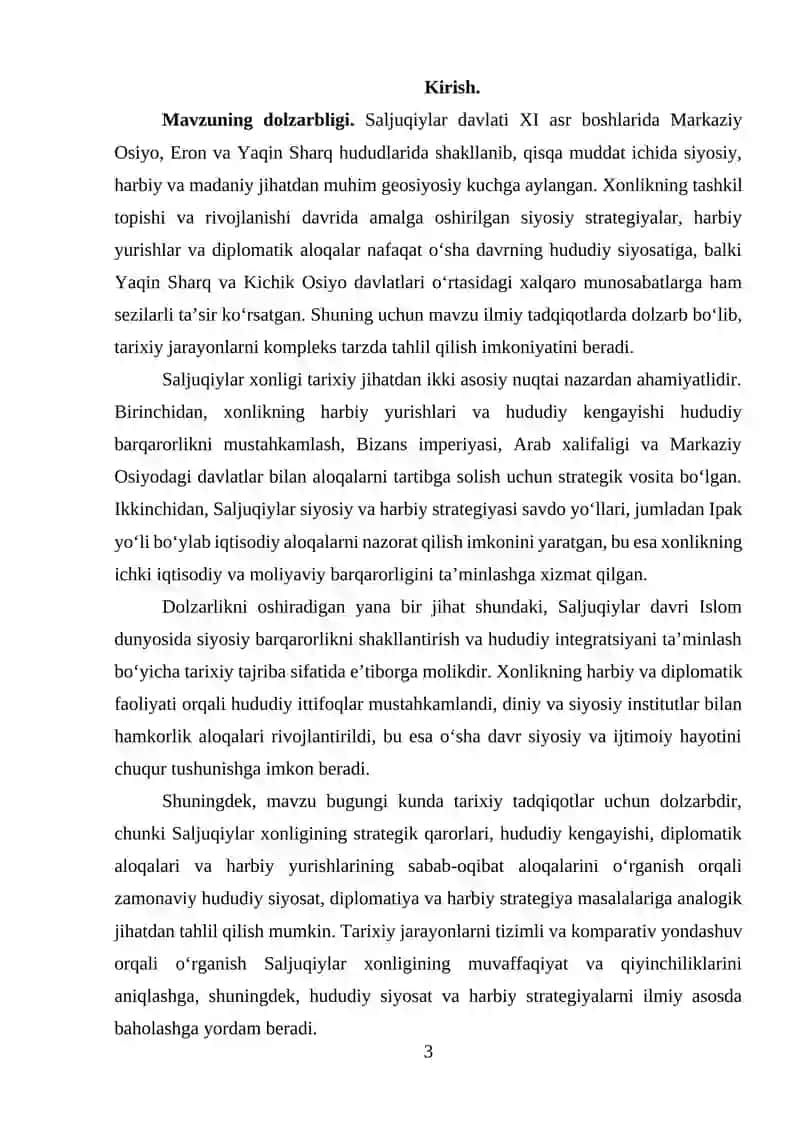 Saljuqiylar davlatining tashkil topishi va uni harbiy yurishlari 3