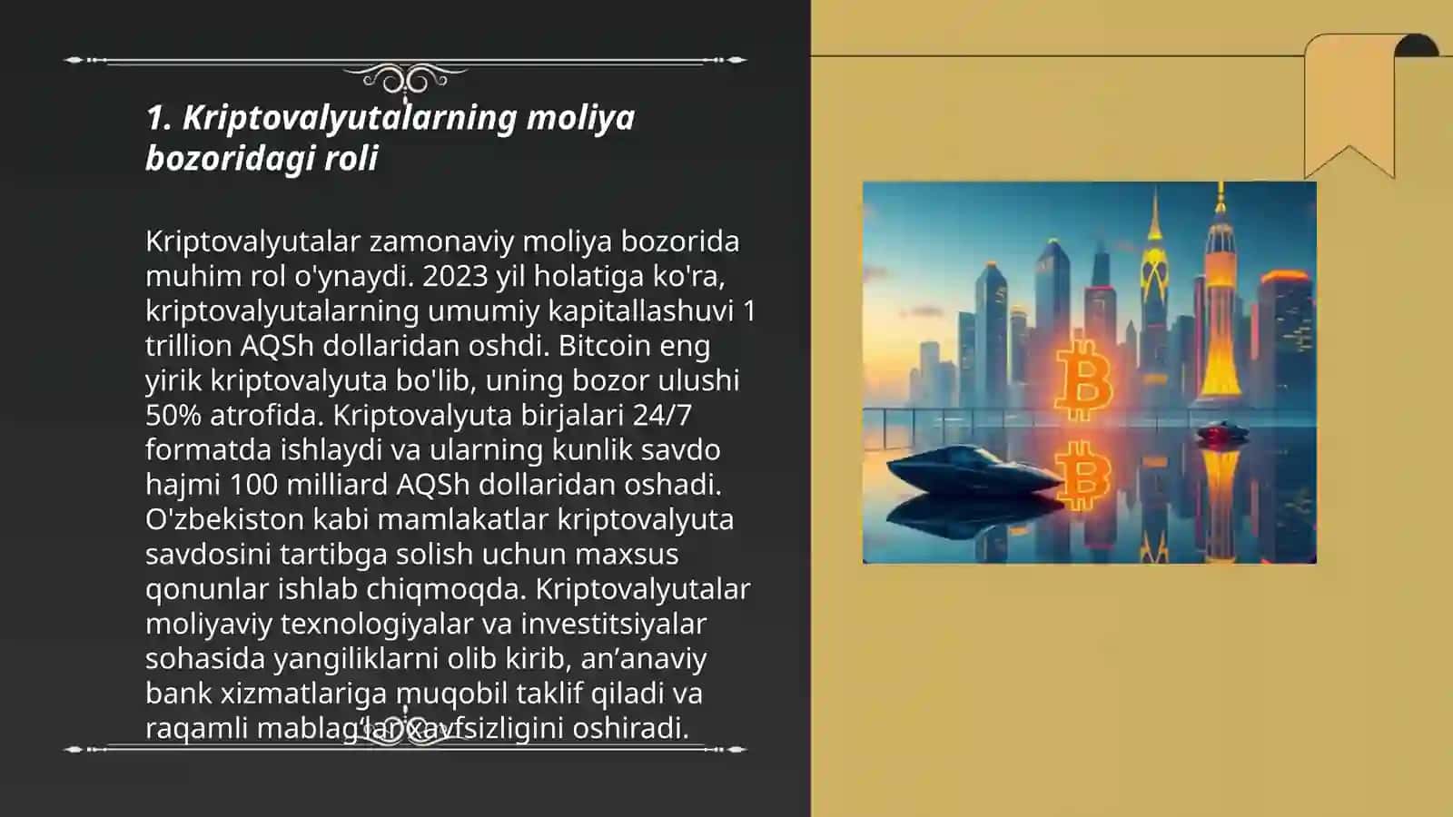 Moliya bozorida kriptovalyutaning oʻrni 3