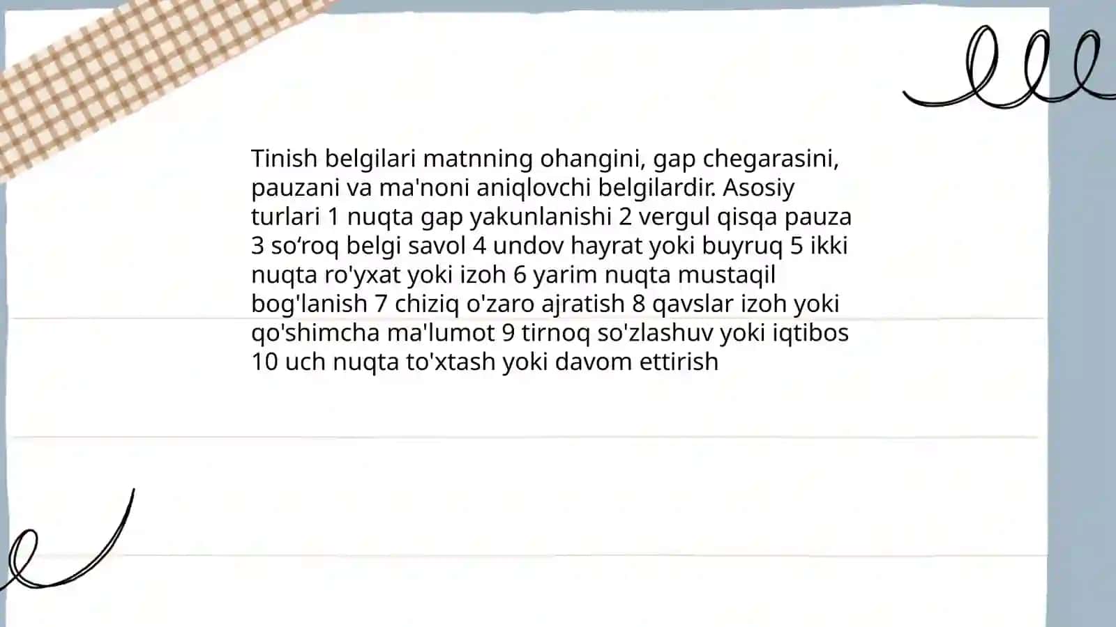 Tinish belgilari 3