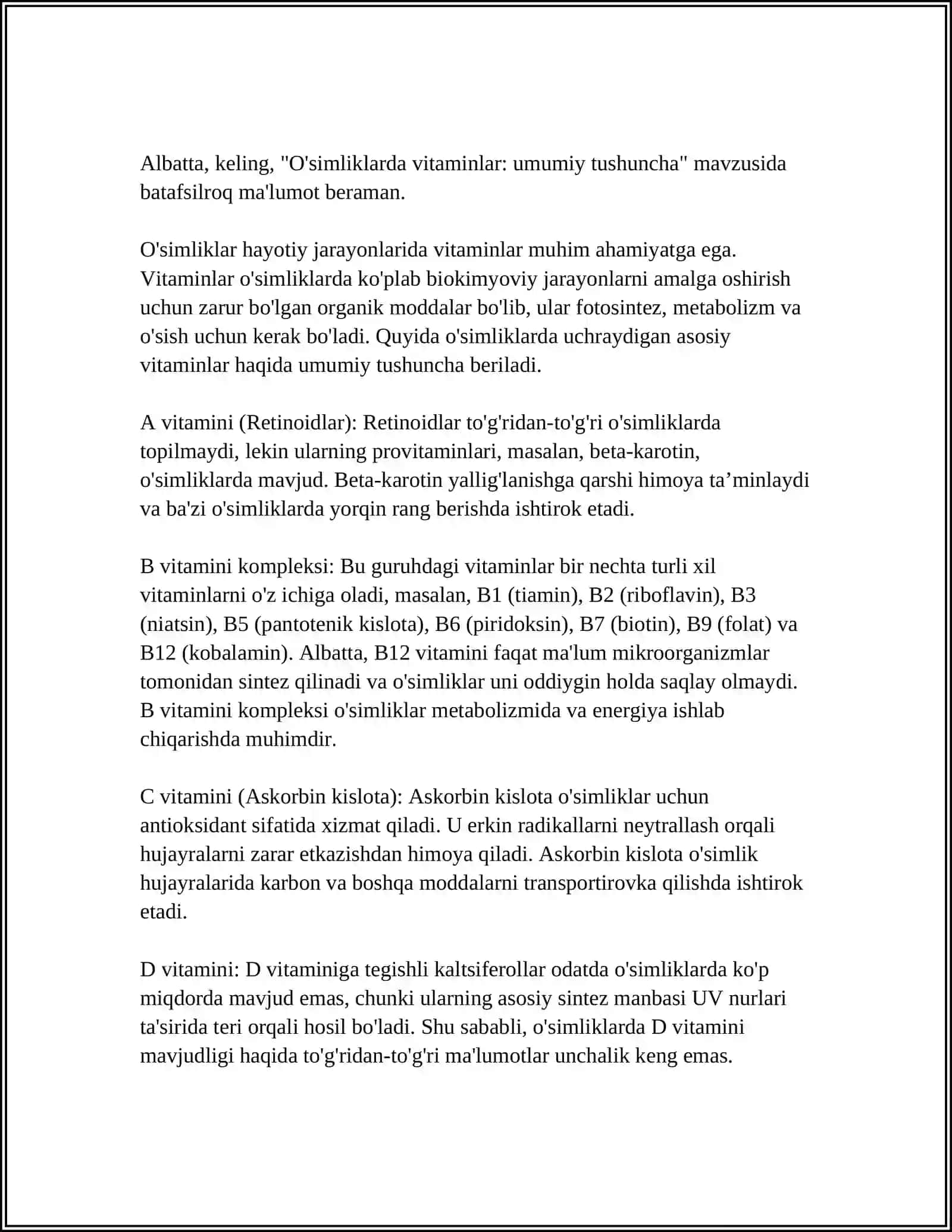 O'SIMLIKLARDA VITAMINLAR 3