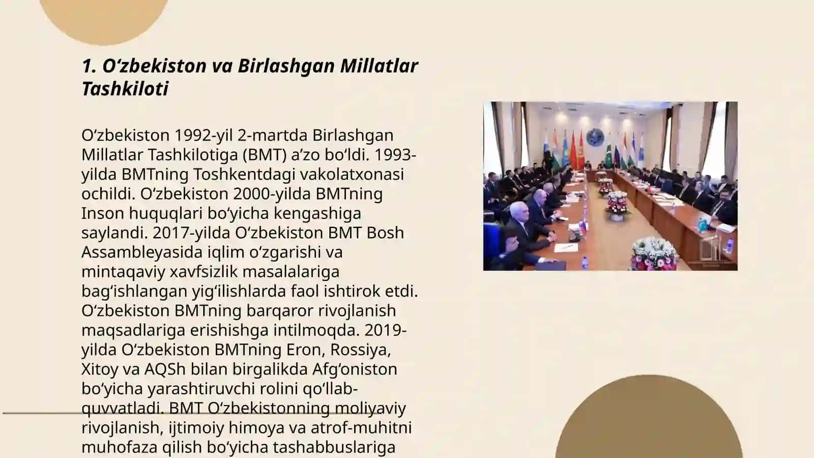 O‘zbekistonning xalqaro tashkilotlar bilan hamkorlik aloqalari 3