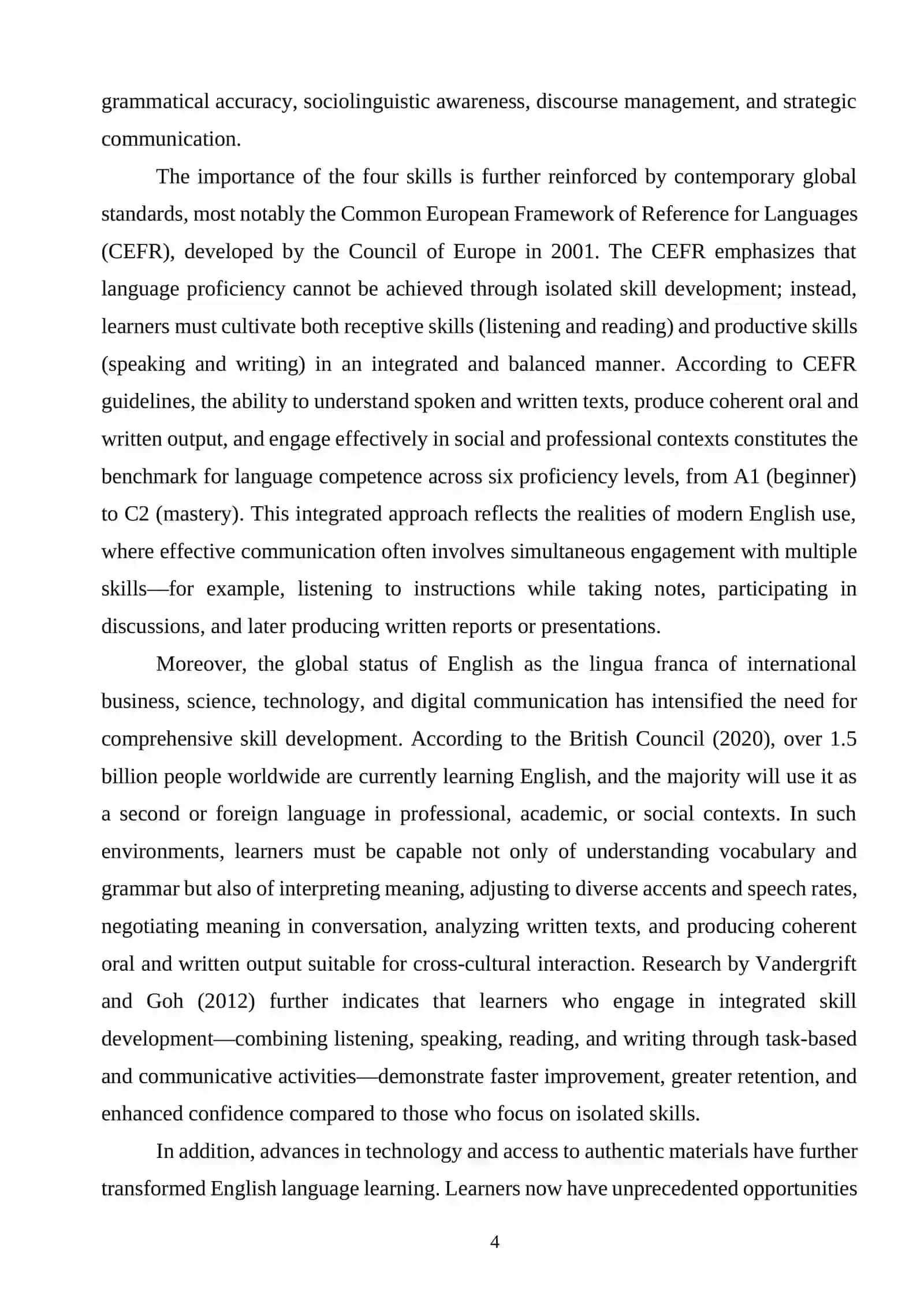 The Role of the Four Language Skills in English Learning 3