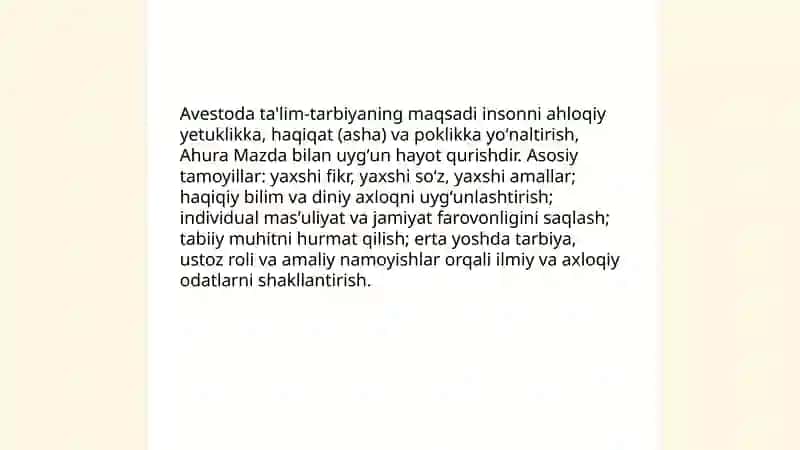 Avestoda ta'lim tarbiyaga oid fikrlar 3