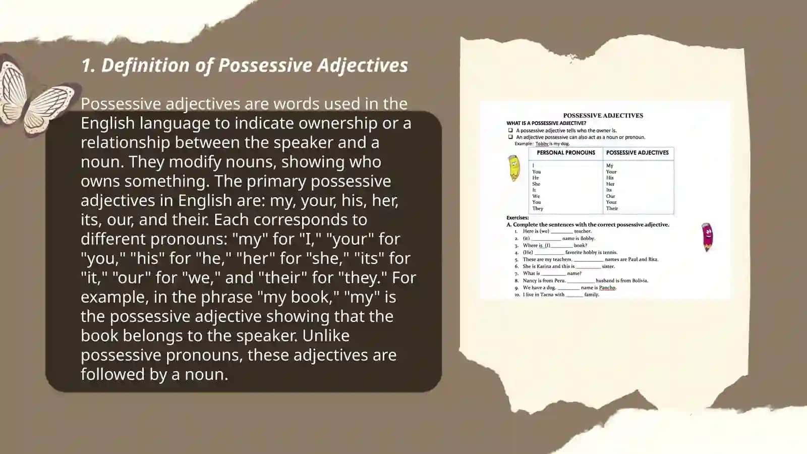 Posessiv adjectives to be mavzusida 3