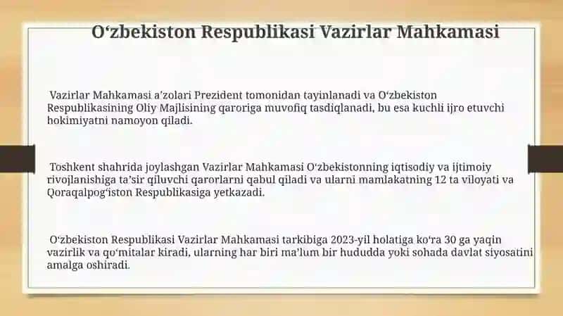 Oʻzbekiston Respublikasi Vazirlar Mahkamasi 3