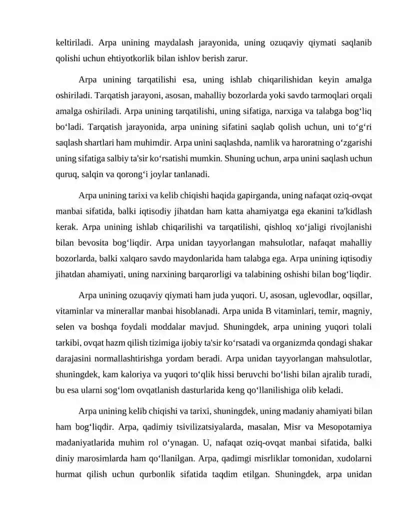 Arpa uni haqida 3