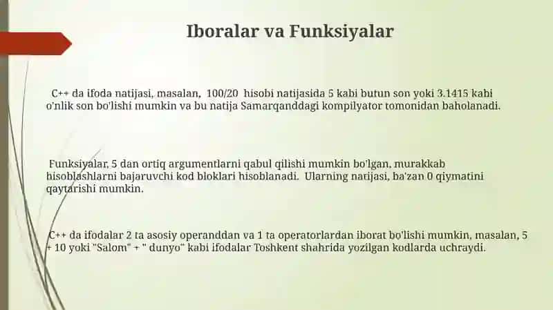 C++ tilida ifoda tushunchasi 3