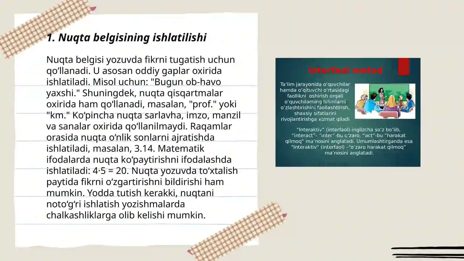 Tinish belgilarining ishlatilishi mashqlari 3