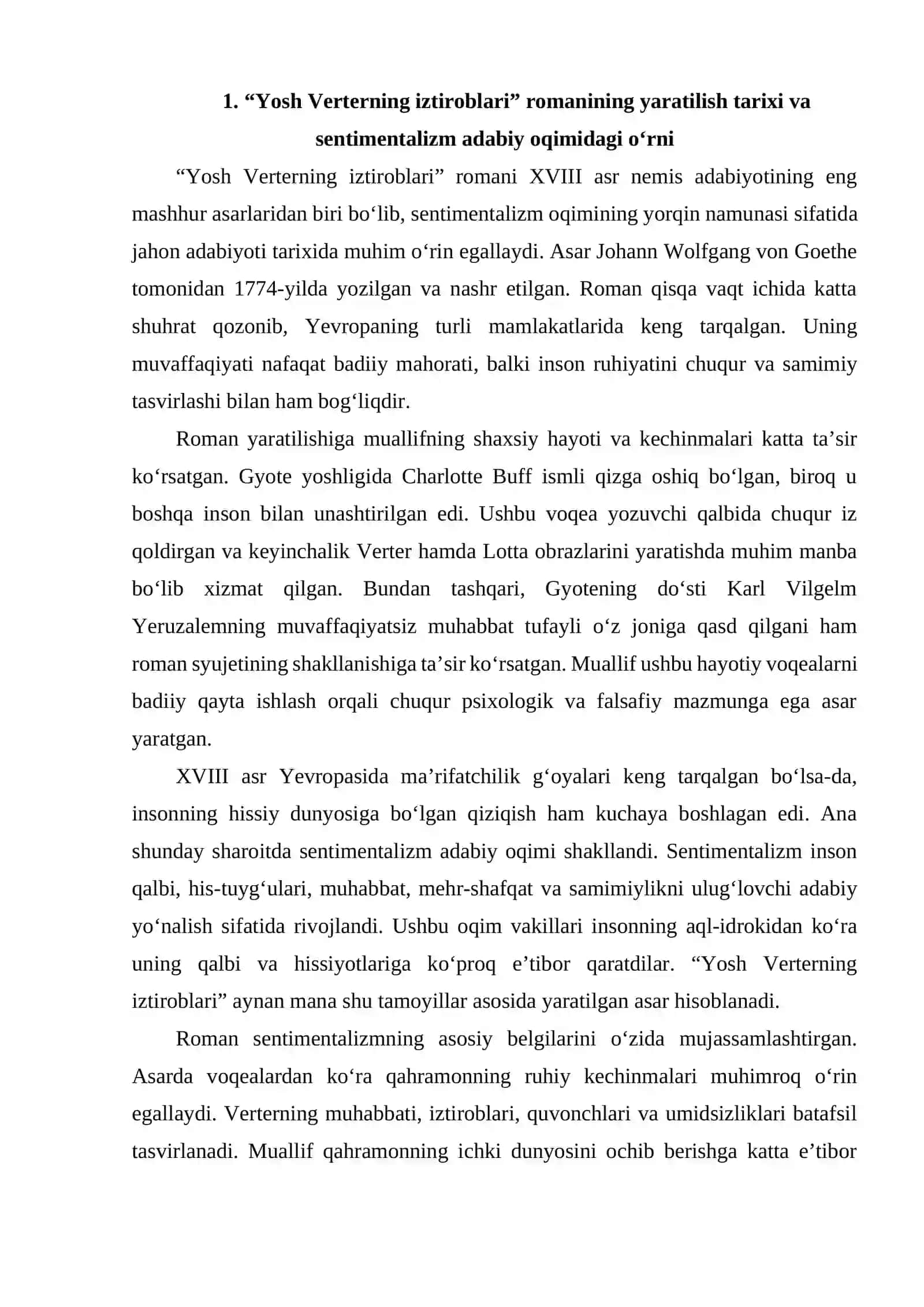 YOSH VERTERNING IZTIROBLARI SENTIMENTAL ASAR 3