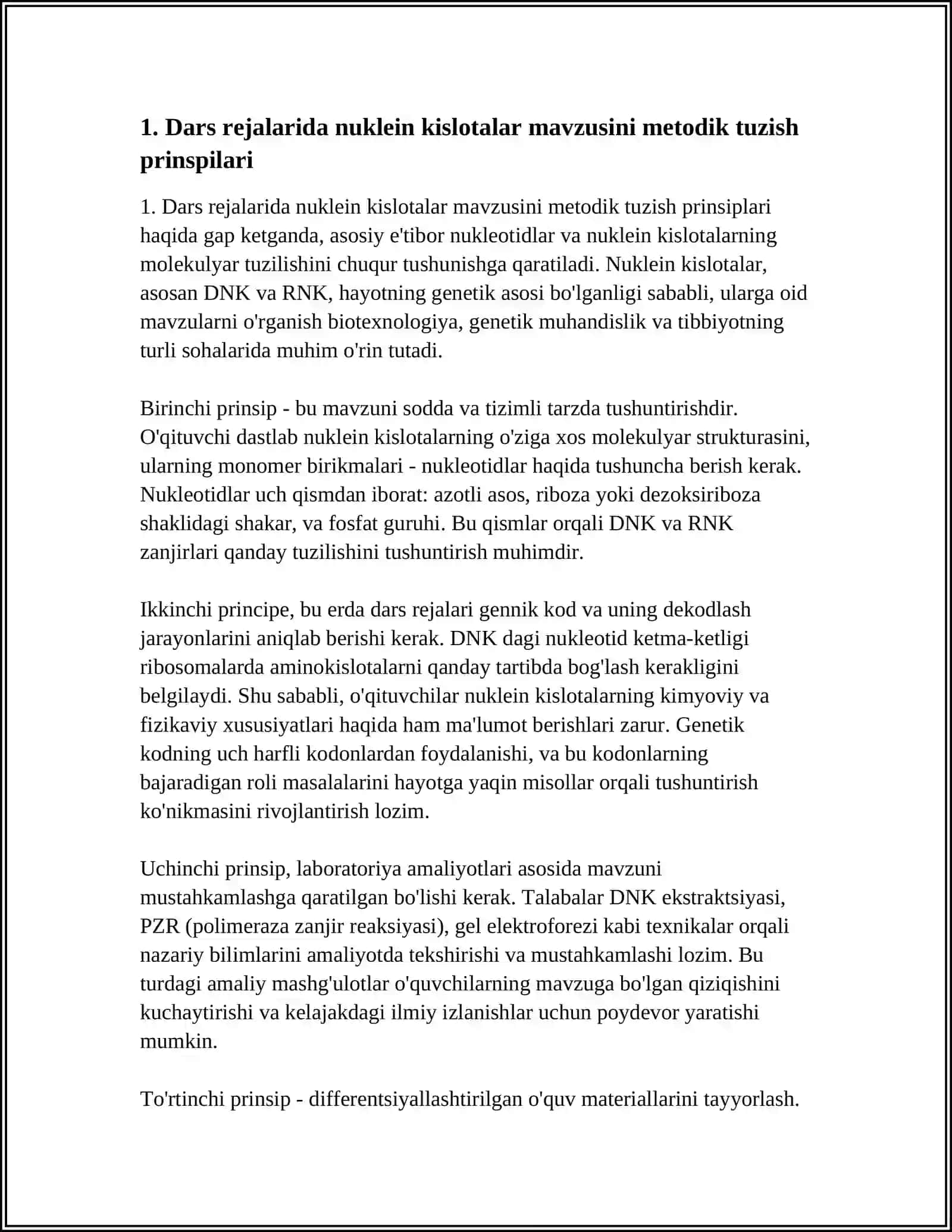 Nuklein kislotalar bo'yicha masala va mashqlar yechishning metodik xususiyatlari 3