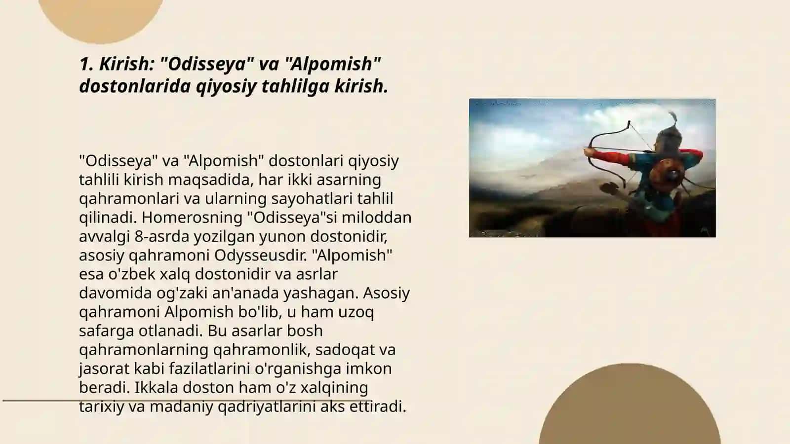 Odisseya va Alpomish dostonlari qiyosiy tahlili 3
