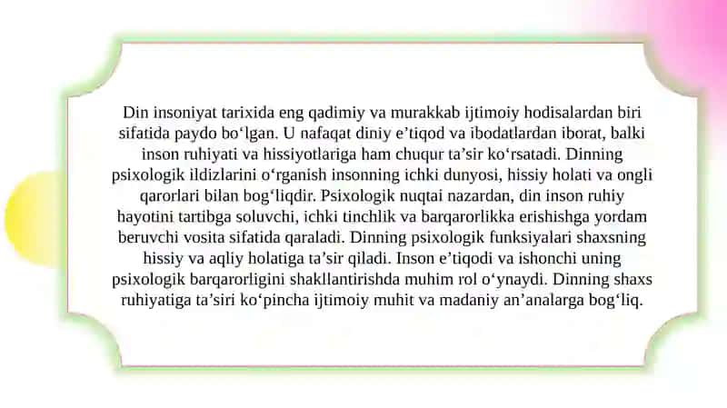 Dinning psixologik ildizlari 3