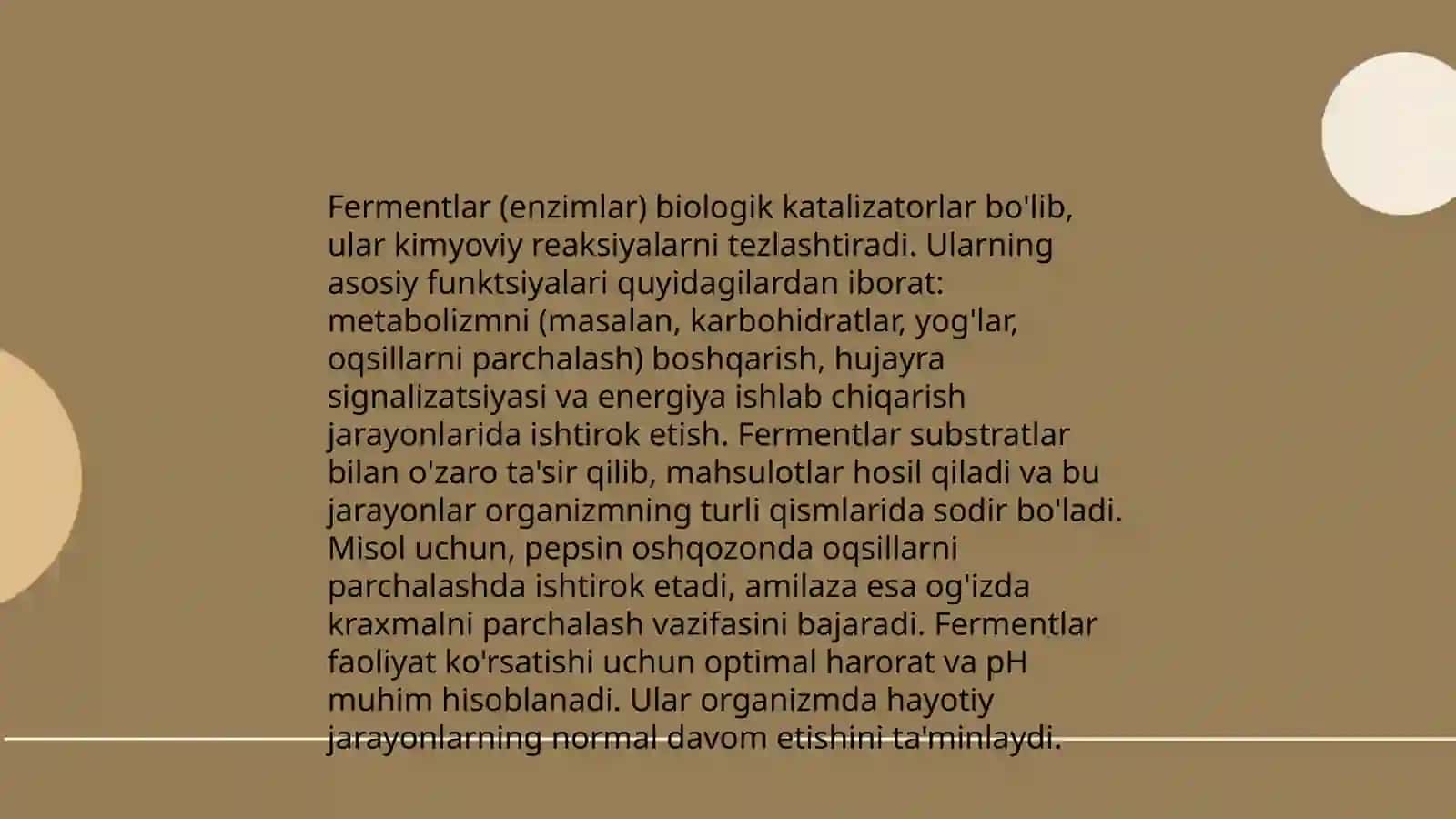 Fermentlar - biologik katalizatorlar 3