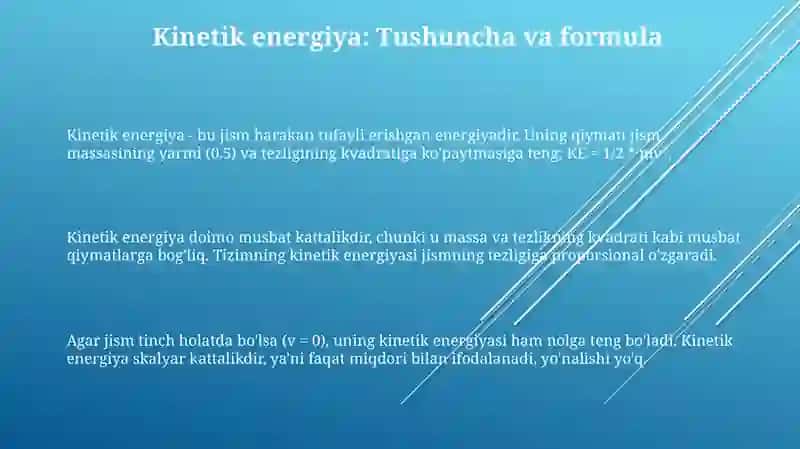 Moddiy nuqta kinetik energiyasining ôzgarishi 3