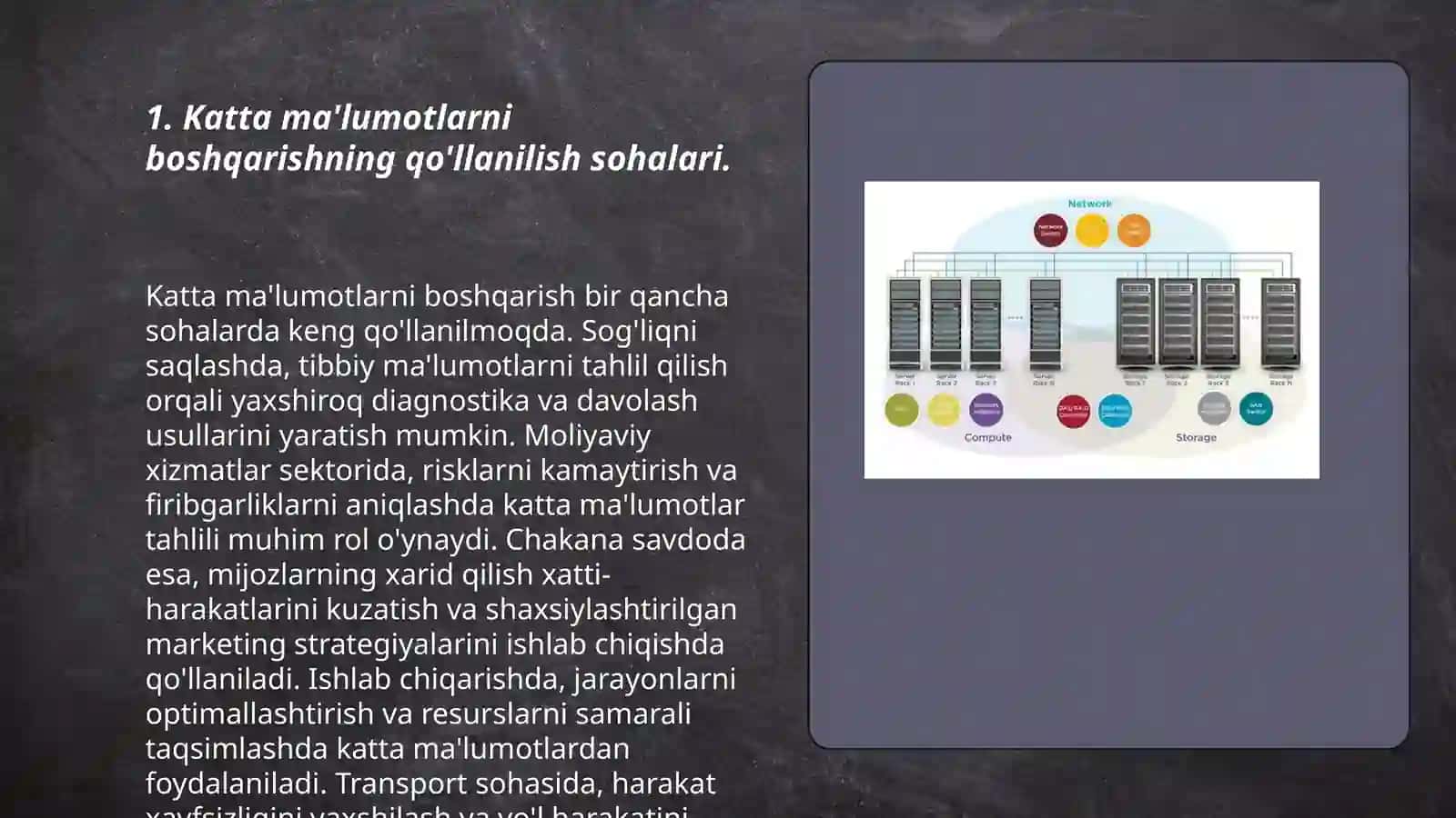 Katta ma'lumotlarni boshqarishning qo'llanilish sohalari 3