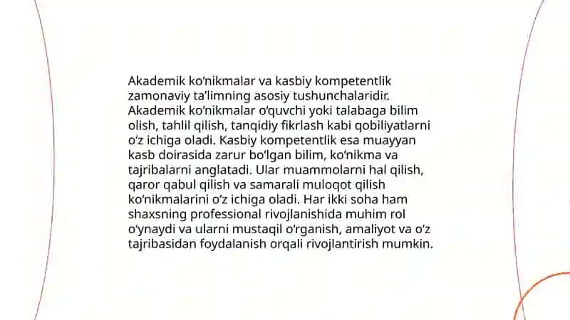 Akademik ko‘nikmalar va kasbiy kompetentlik 3